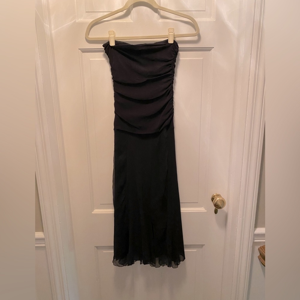 Strapless black dress chiffon skirt note small hole see picture